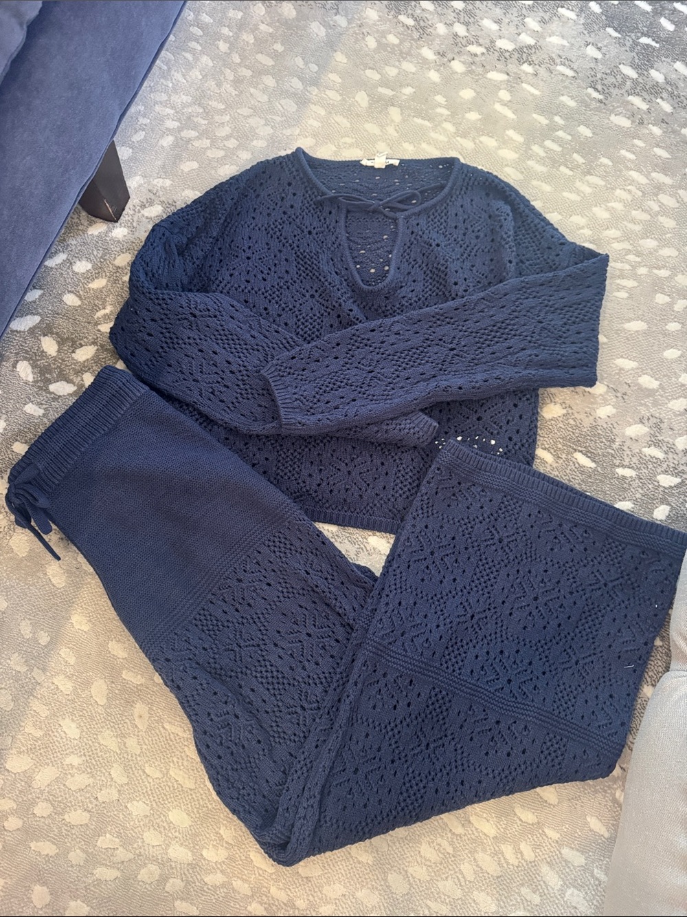 Splendid Navy Knit Pullover & Jogger Set